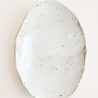 Glossy White: Rustic Ceramic Platter in Glossy White - LEIF