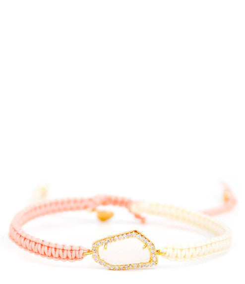 Peach / Ivory: Color Cord Gem Bracelet in Peach / Ivory - LEIF