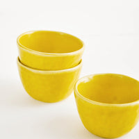 Daybreak: Little Hand Built Mini Ceramic Bowls in Daybreak Yellow - LEIF