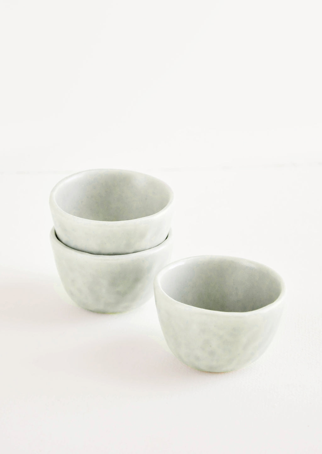 Mist: Little Hand Built Mini Ceramic Bowls in Seafoam - LEIF