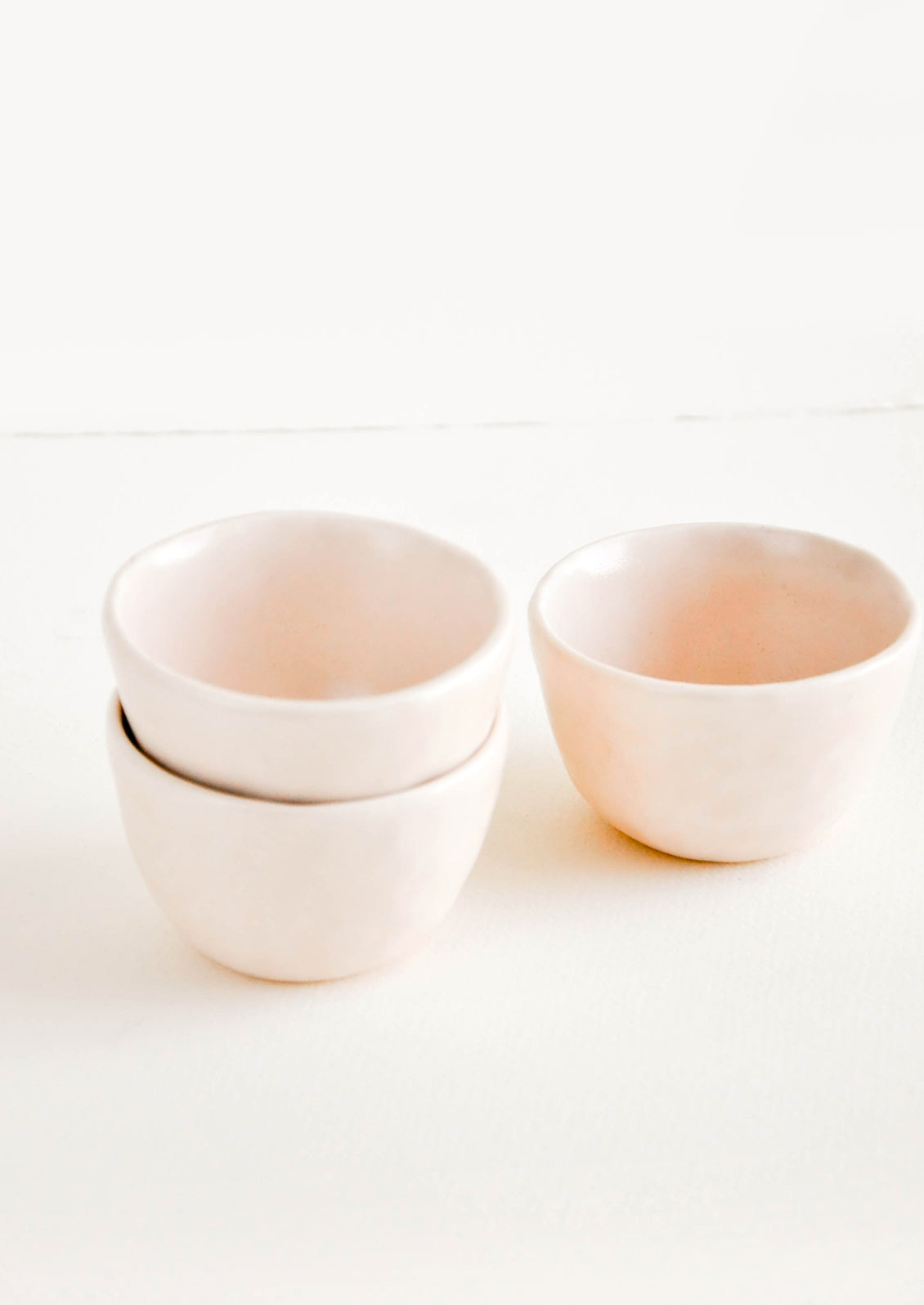 Little Hand Built Mini Ceramic Bowls in Light Pink - LEIF