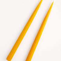 Honey: Pair of Two Taper Candles in honey yellow.