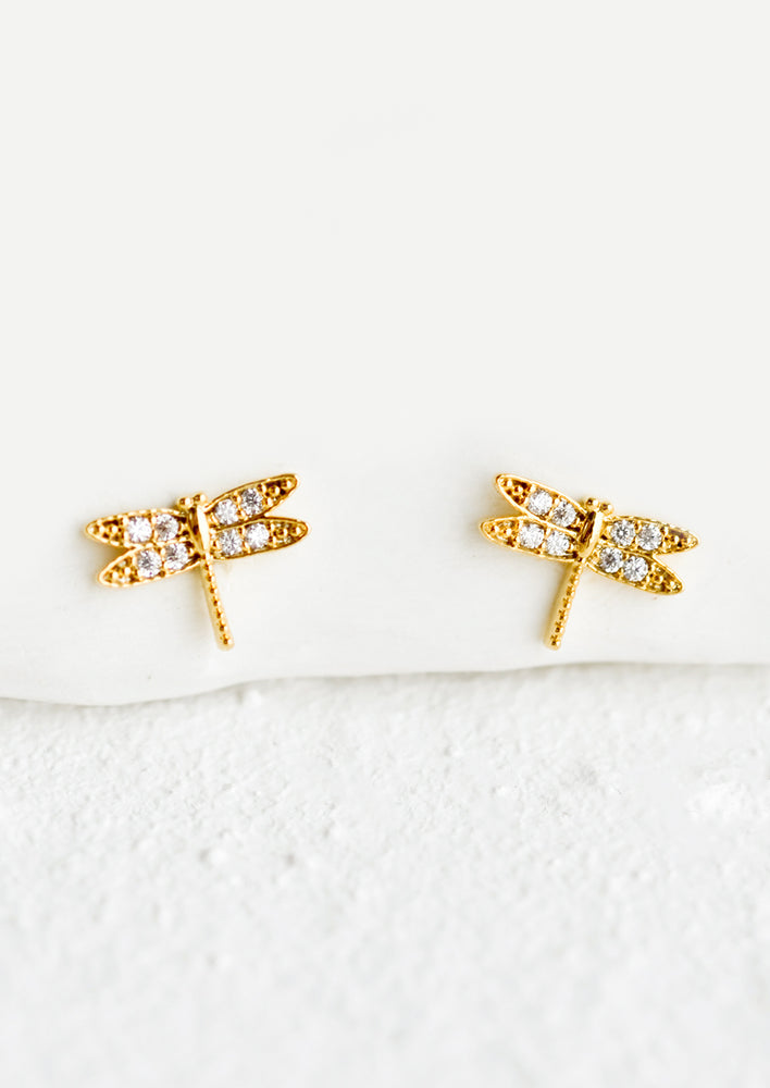 1: Tiny stud earrings in the shape of dragonflies with crystal wings.