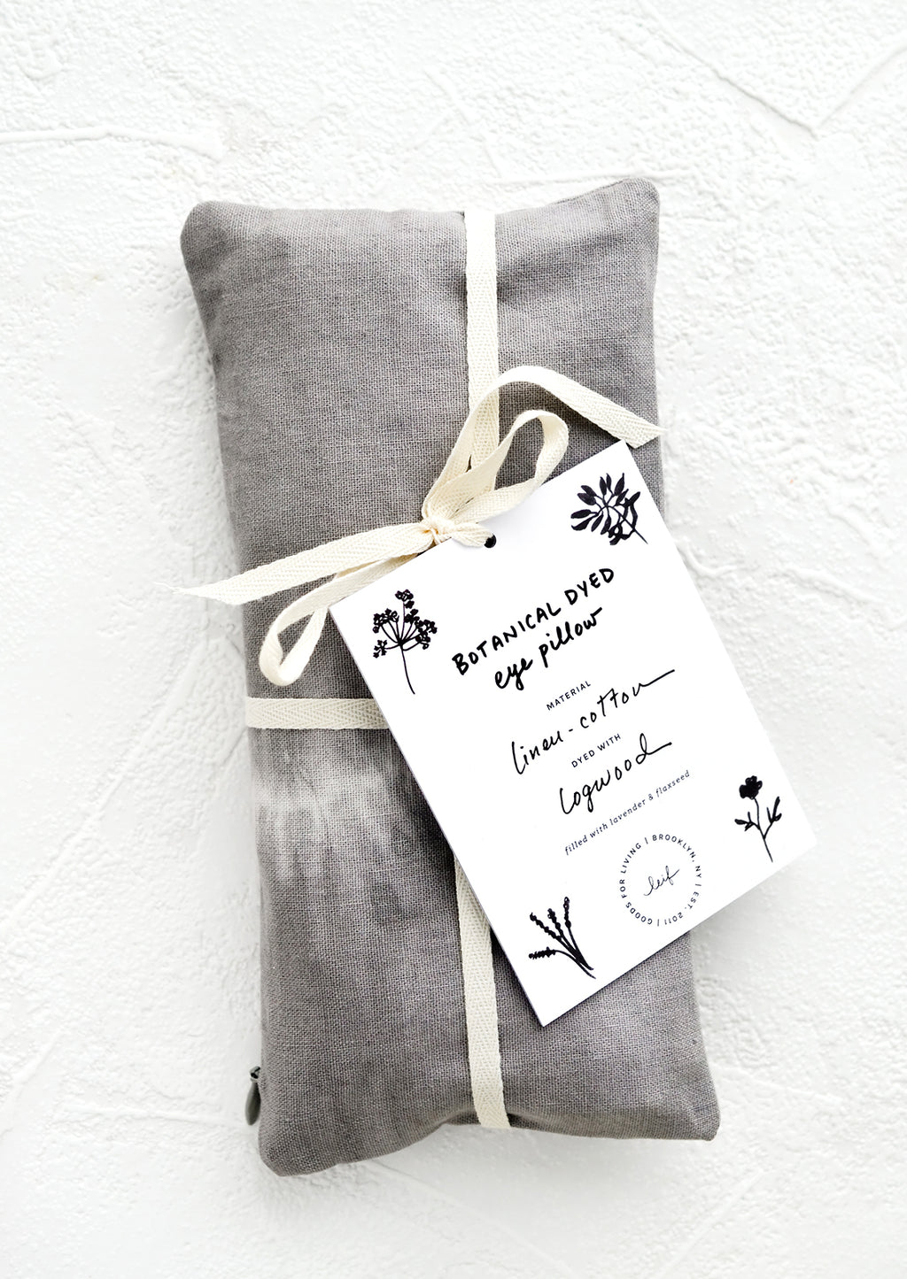 Logwood: A naturally dyed relaxation eye pillow in dark grey and white tie dye.