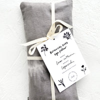 Logwood: A naturally dyed relaxation eye pillow in dark grey and white tie dye.