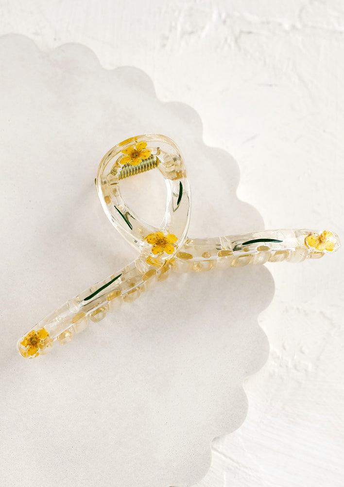 Pressed Floral Crescent Hair Claw