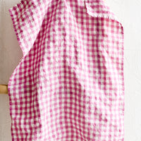 Pink Gingham: A linen tea towel in pink and white gingham.