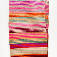 2: Vintage wool textile in thin, brightly multi-colored striped pattern