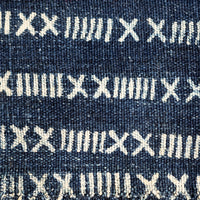 2: Vintage indigo fabric with numerals pattern.