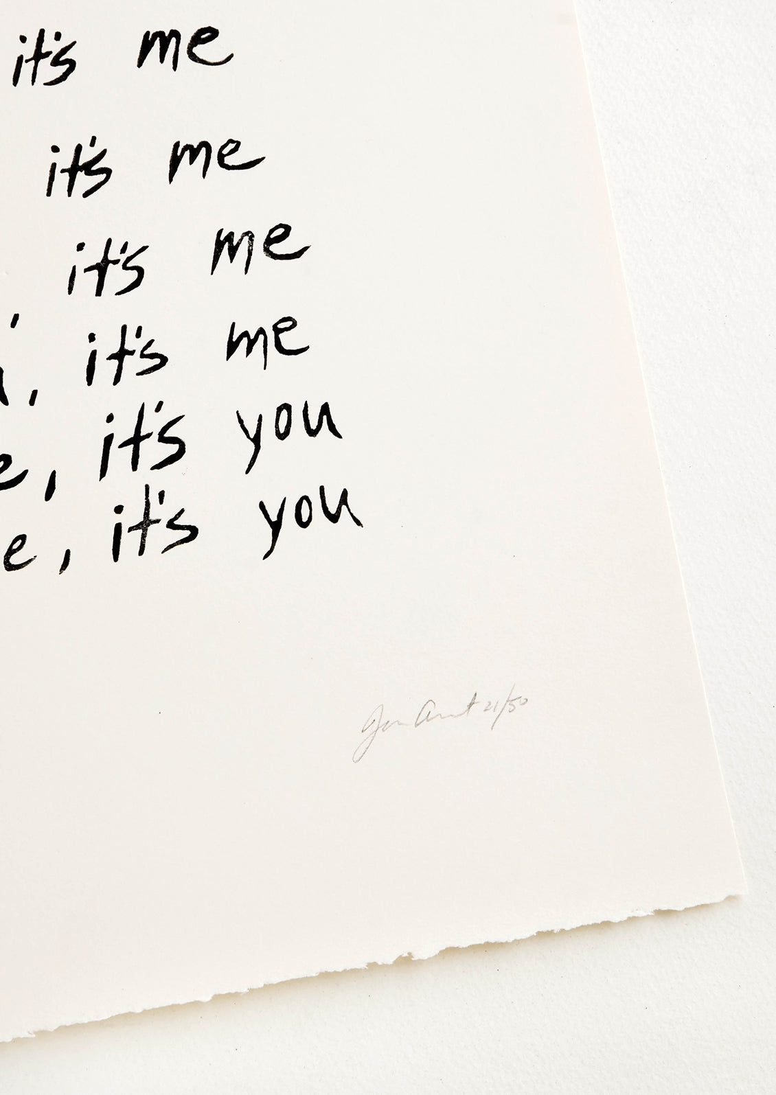 Artist's signature on handprinted artwork