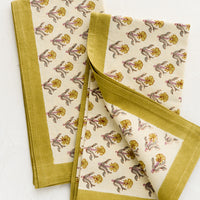 Lichen Multi: A pair of block printed floral napkins.