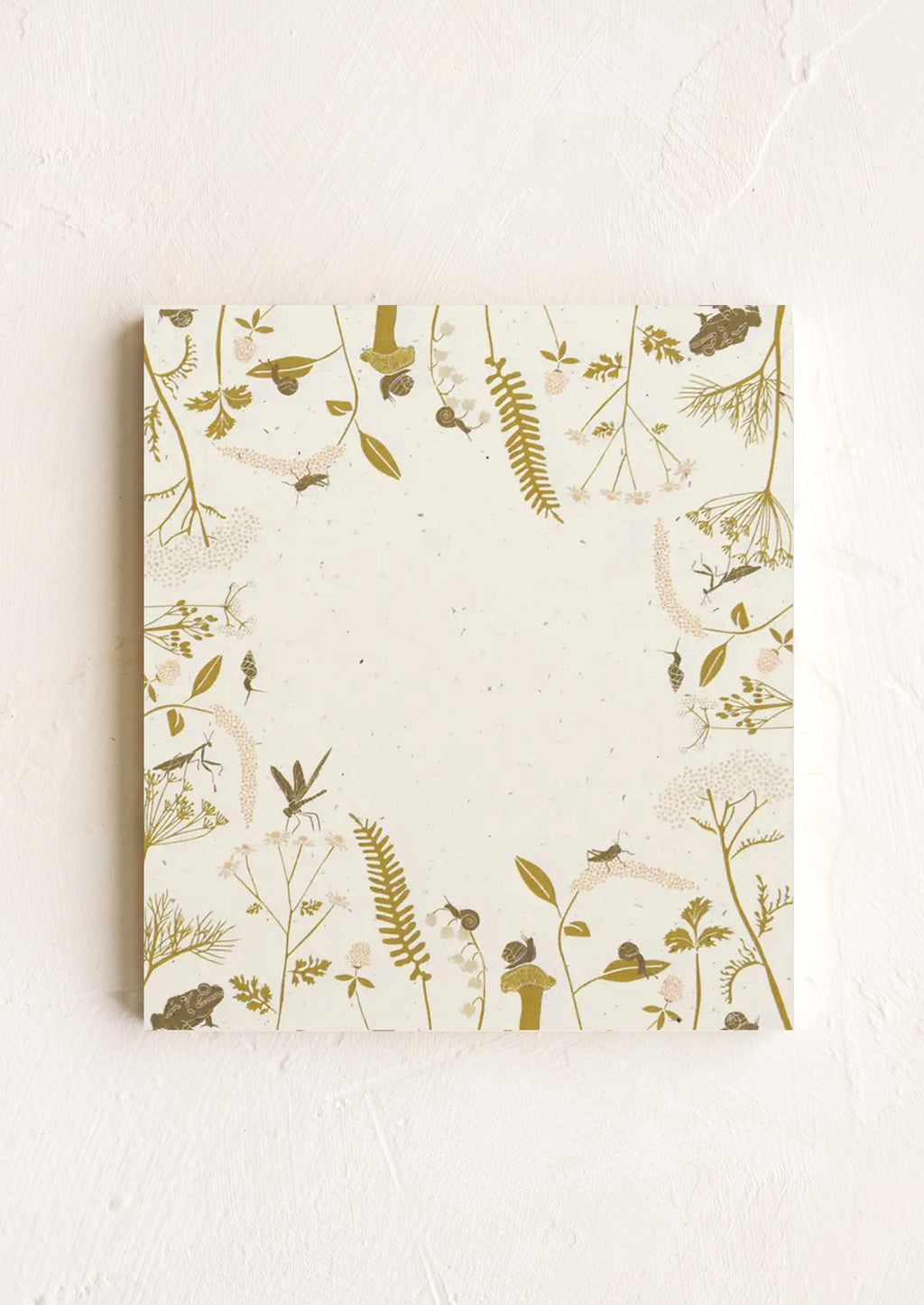 Bug Garden Multi: A small square notepad with bug print border.