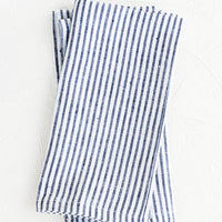 Indigo Stripe: Pair of fabric dinner napkins in navy blue and white stripes