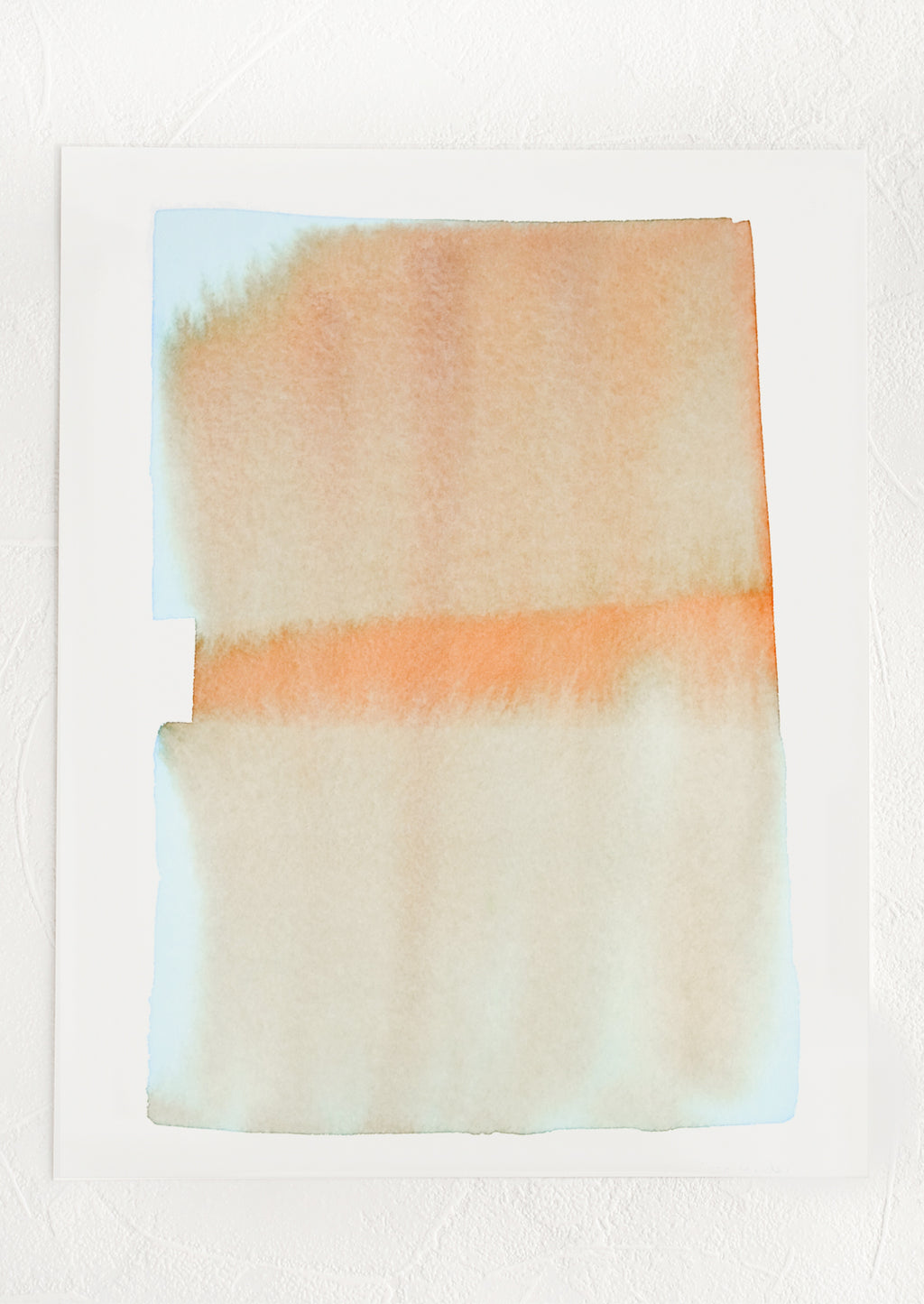 1: An art print featuring watercolor form in rust and cyan.