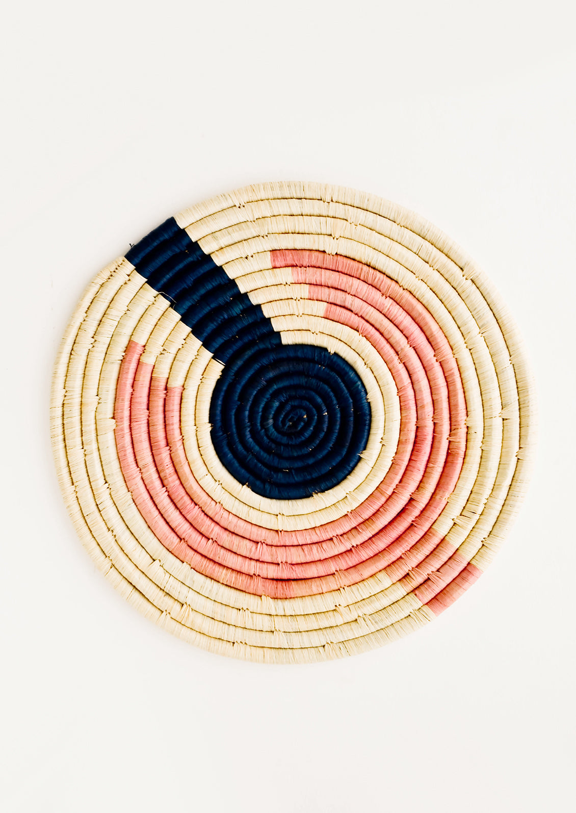 Pink & Navy Geometric Patterned Raffia Trivet - LEIF