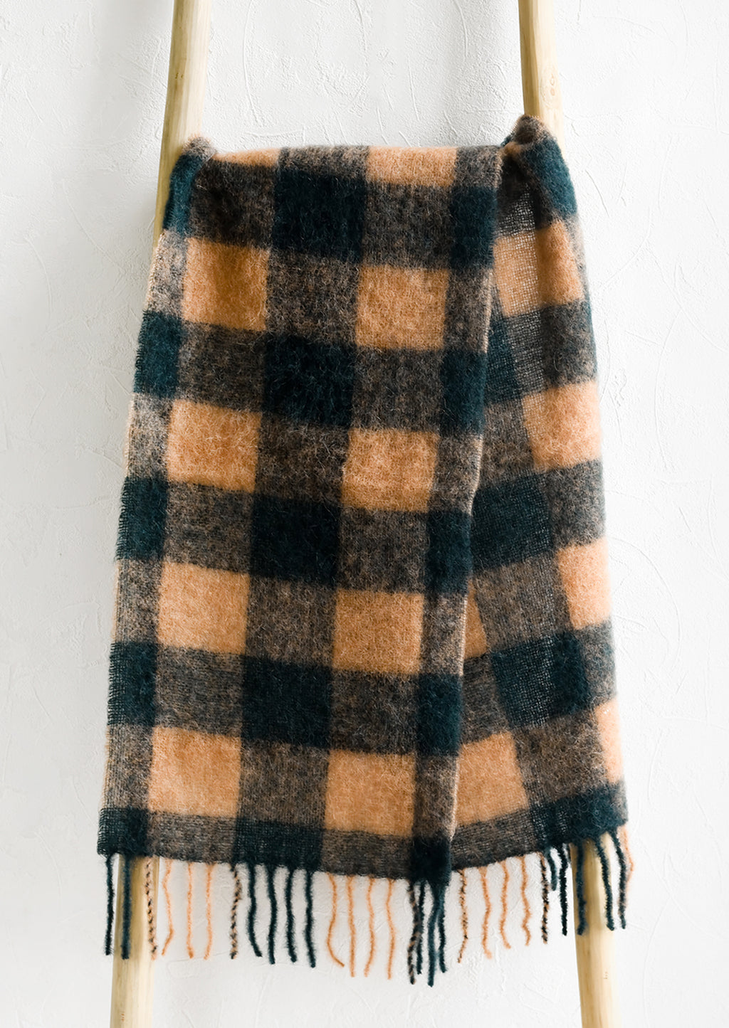 Hunter Green / Sepia: A cozy scarf in green and brown check print.