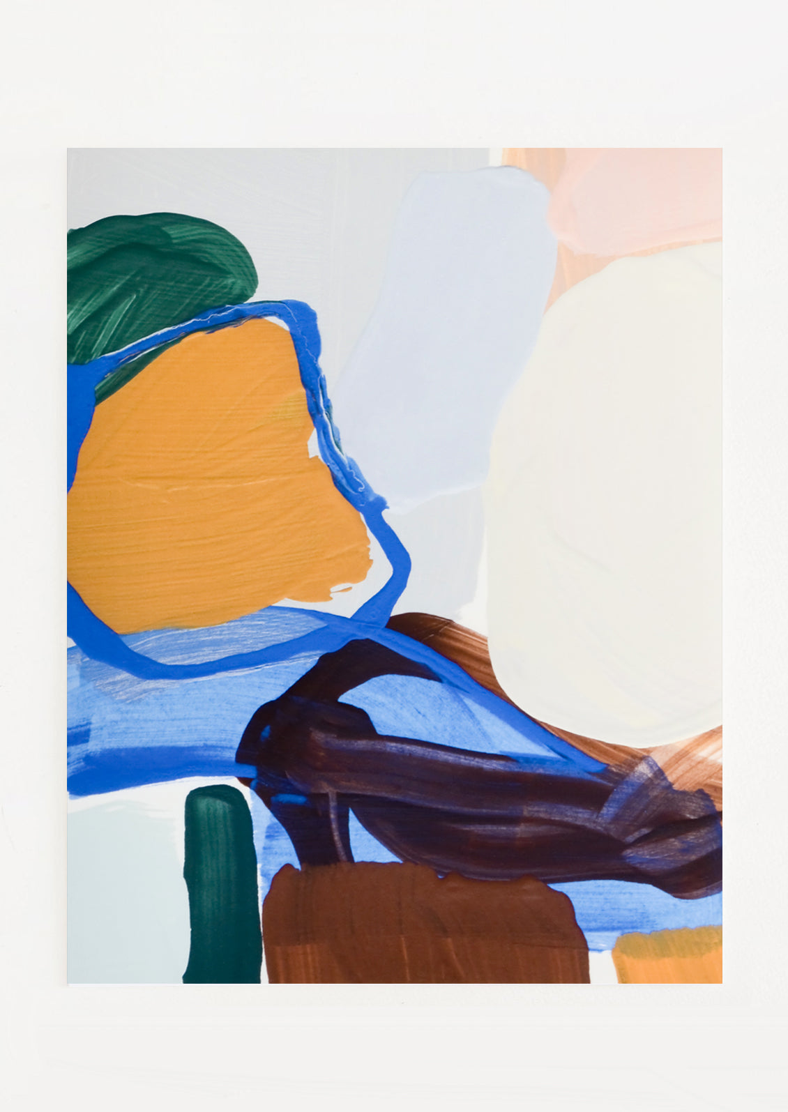 Abstract art print with multicolor blob and line shapes