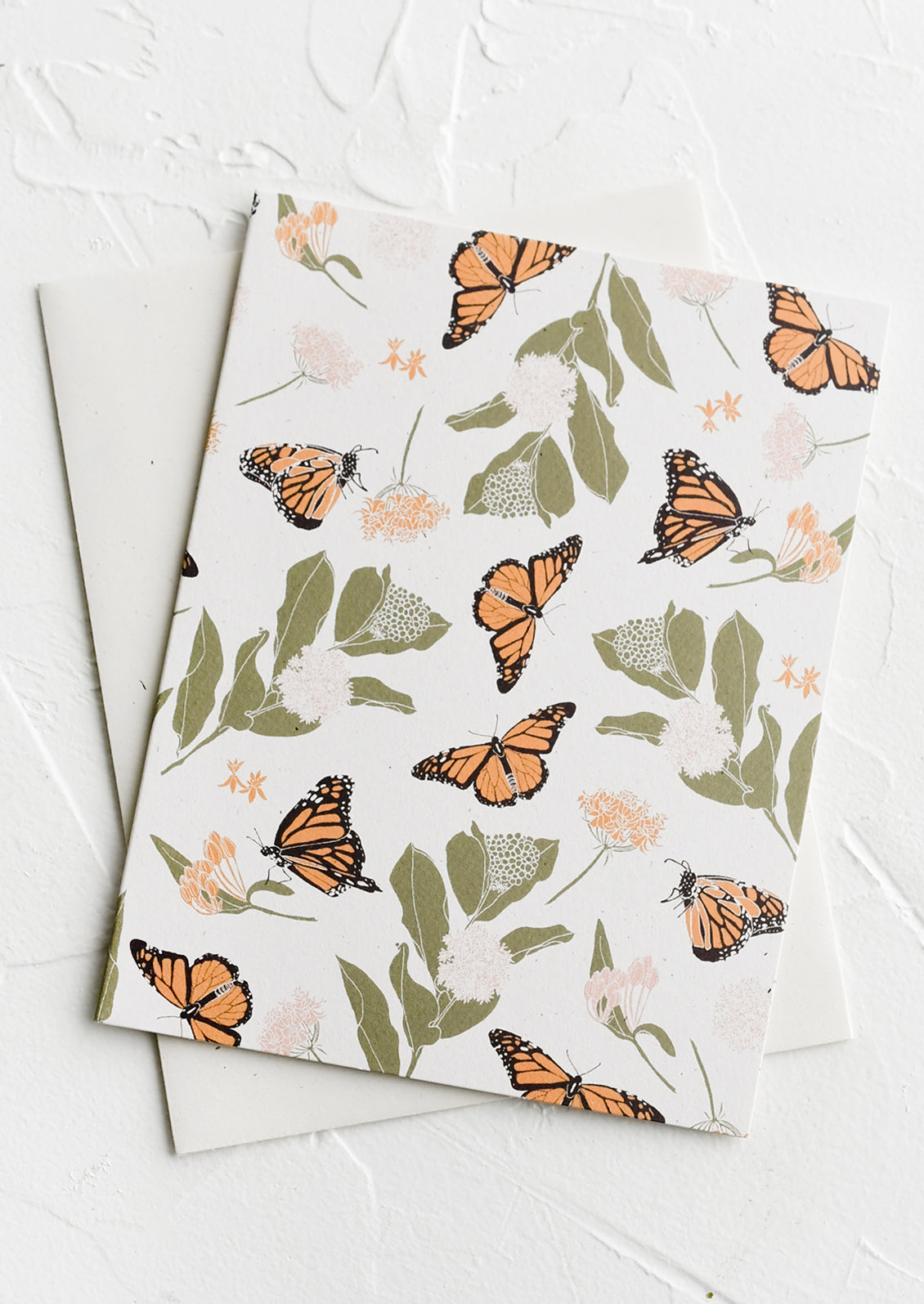 Greeting cards with monarch and milkweed print.