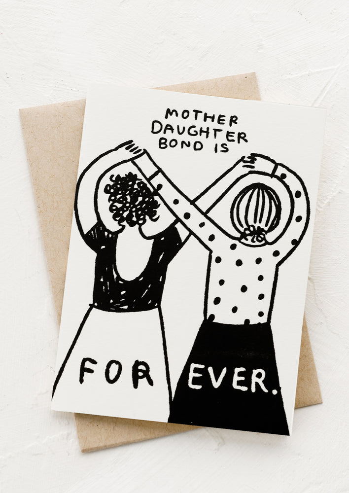 1: A greeting card reading "Mother daughter bond is Forever".