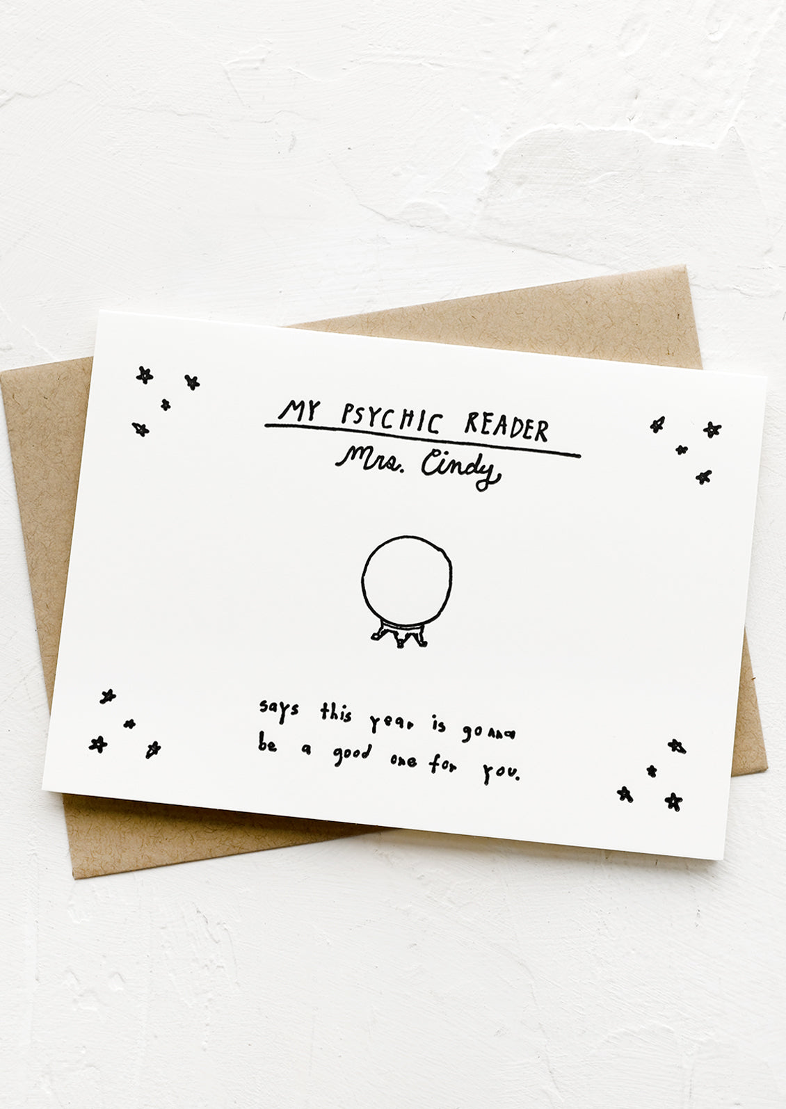 A greeting card with image of crystal ball.