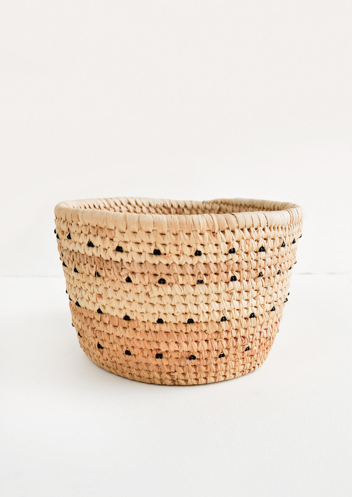 Nomadic Palm Beaded Basket in Black - LEIF