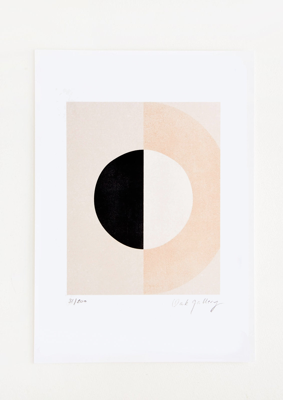 Art print in neutral palette featuring geometric half moon design