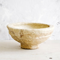 Large: Small tan colored paper mache bowl for display
