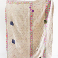 2: Reverse of Indian Kantha Quilt in Ivory - LEIF