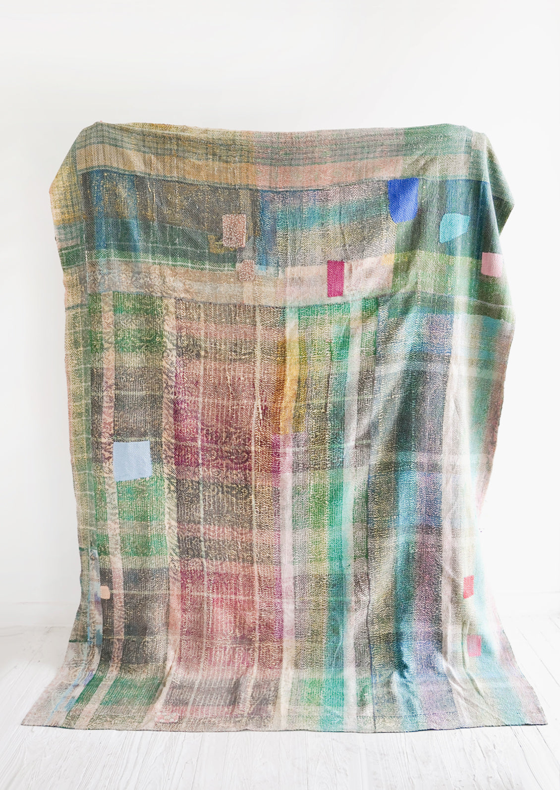 Reverse Side of Vintage Patchwork Kantha Quilt - LEIF