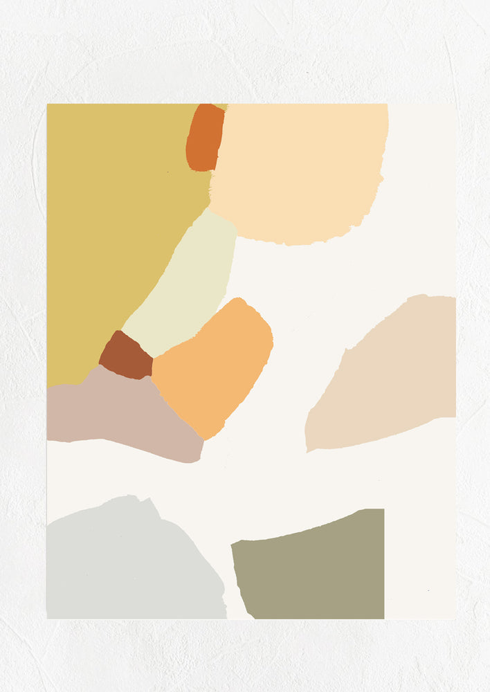 1: A digital art print featuring warm hued abstract shapes.