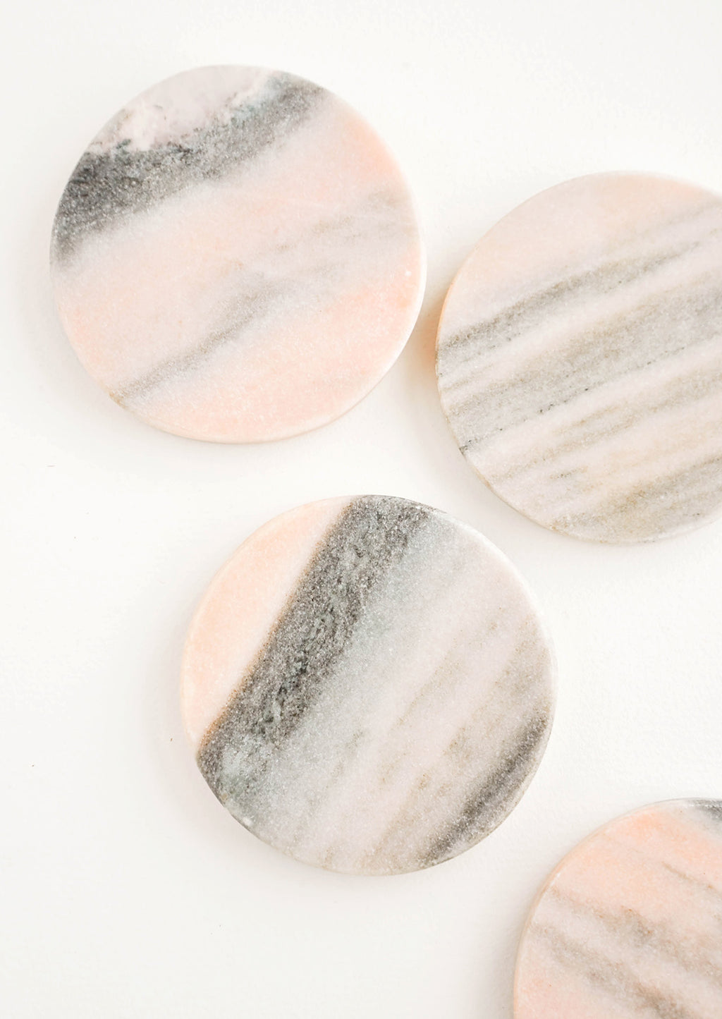 Pink Marble: Set of 4 Round Pink Marble Coasters - LEIF