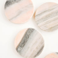 Pink Marble: Set of 4 Round Pink Marble Coasters - LEIF