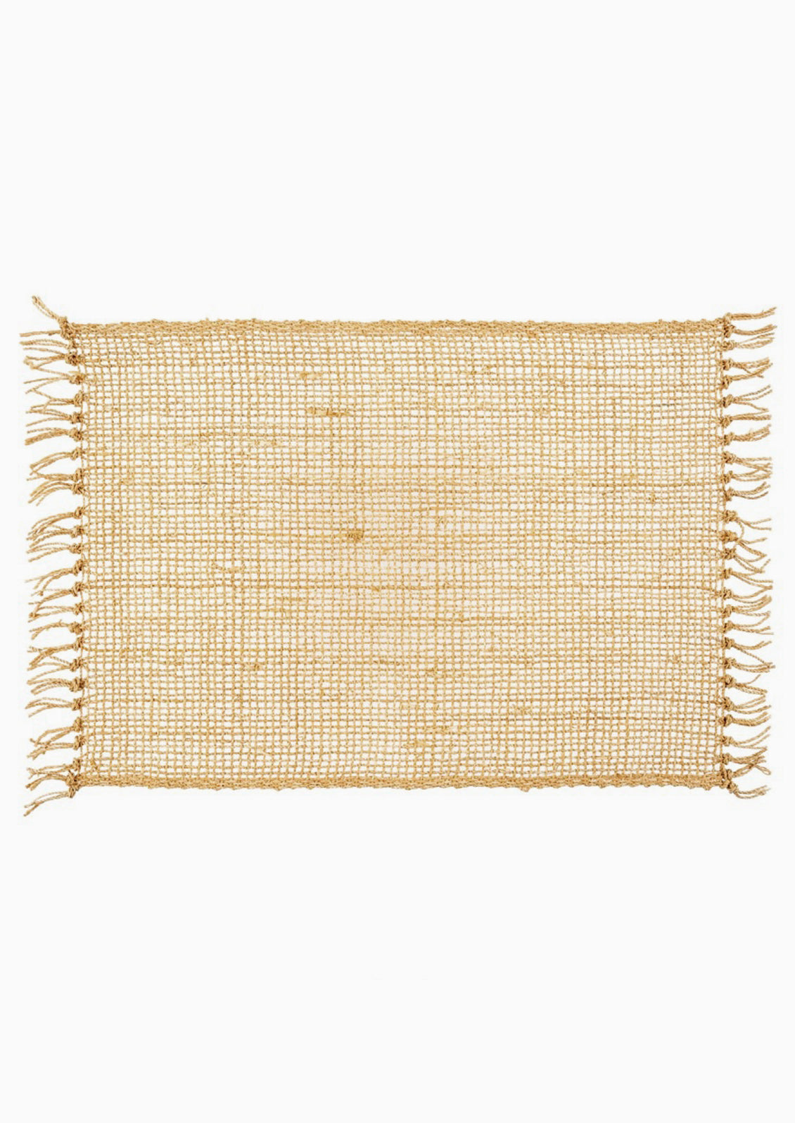 A natural woven straw placemat.