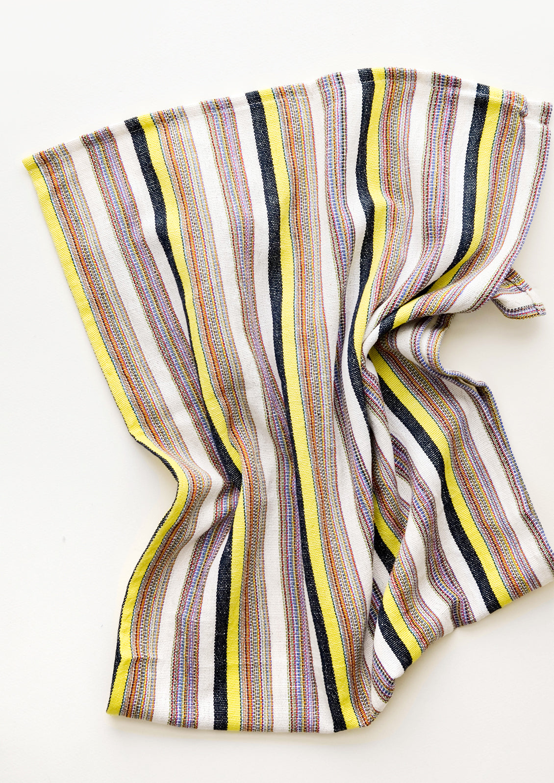 Colorful Stripe Patterned Cotton Turkish Hand Towel in Yellow Multi - LEIF