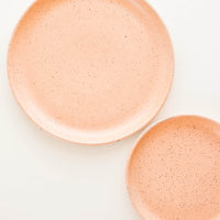 Apricot / Salad Plate: A pair of apricot Colored Speckled Ceramic Salad & Dinner Plates.