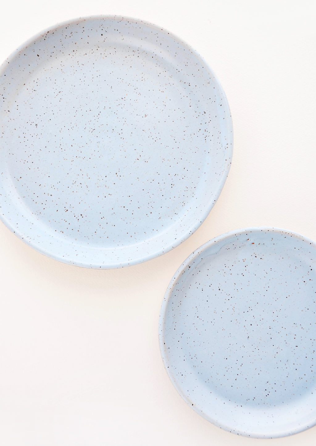 Icy Blue / Salad Plate: A pair of Light Blue Colored Speckled Ceramic Salad & Dinner Plates.
