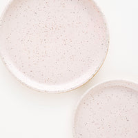 Rose Quartz / Salad Plate: A pair of Pale Pink Colored Speckled Ceramic Salad & Dinner Plates.
