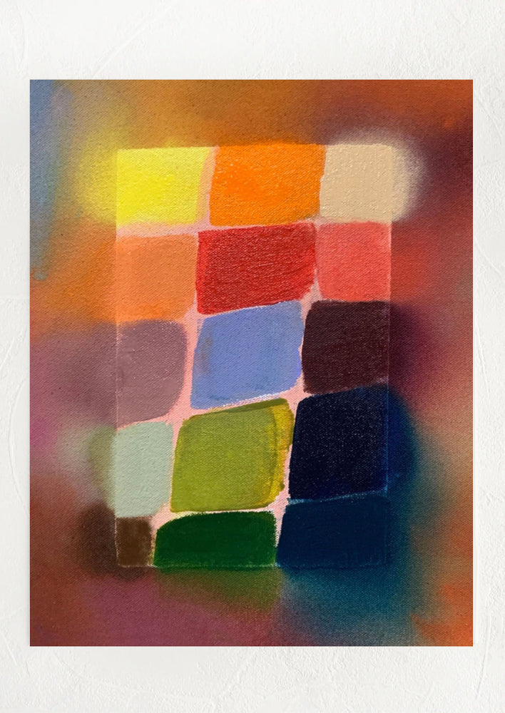 An abstract art print featuring color spectrum in a rectangle.