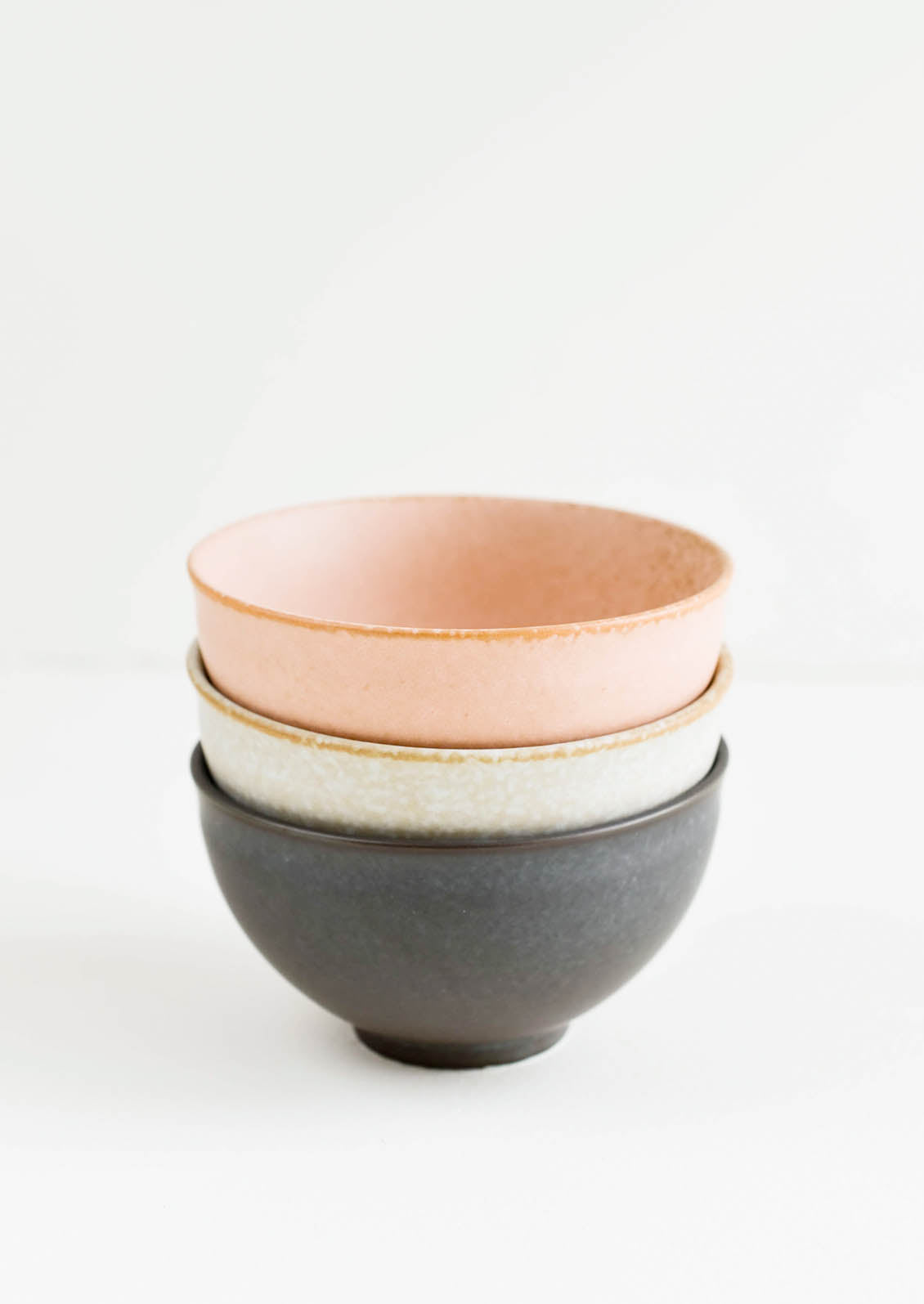 Stacked Ceramic Bowls in Grey, Peach & Black - LEIF