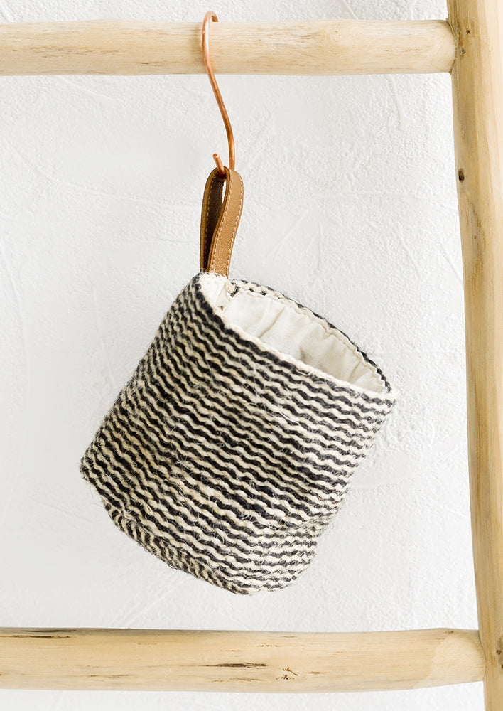 Striped Jute Hanging Wall Basket