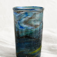Marine: A glass tumbler in marine blue color.