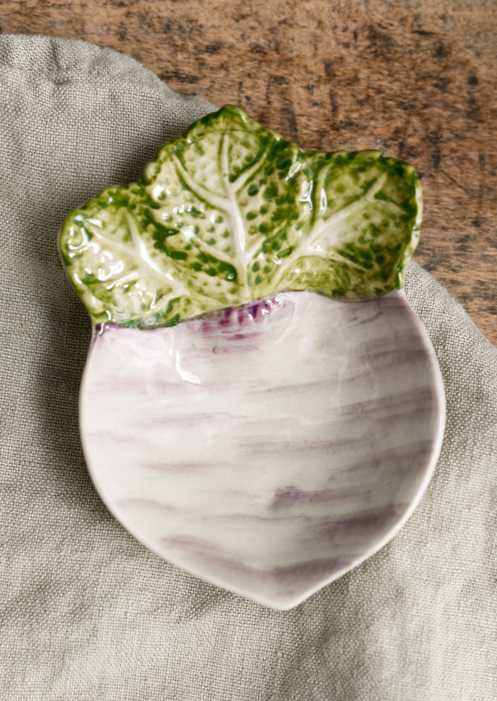 Turnip: A ceramic veggie dish in the shape of a turnip.
