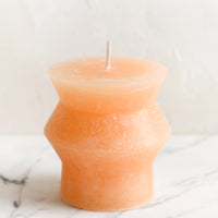 Small / Pomelo: A small geometric pillar candle in pomelo.