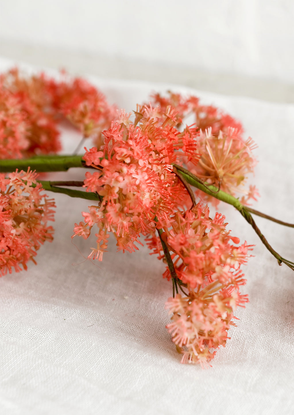 2: A faux stem of coral valerian flower.