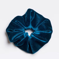 Deep Sea: A velvet scrunchie in blue.