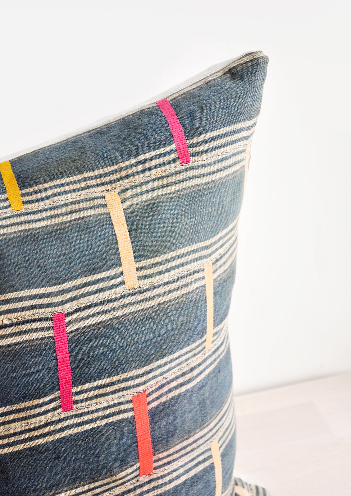 Vintage Embroidered Indigo Pillow in - LEIF