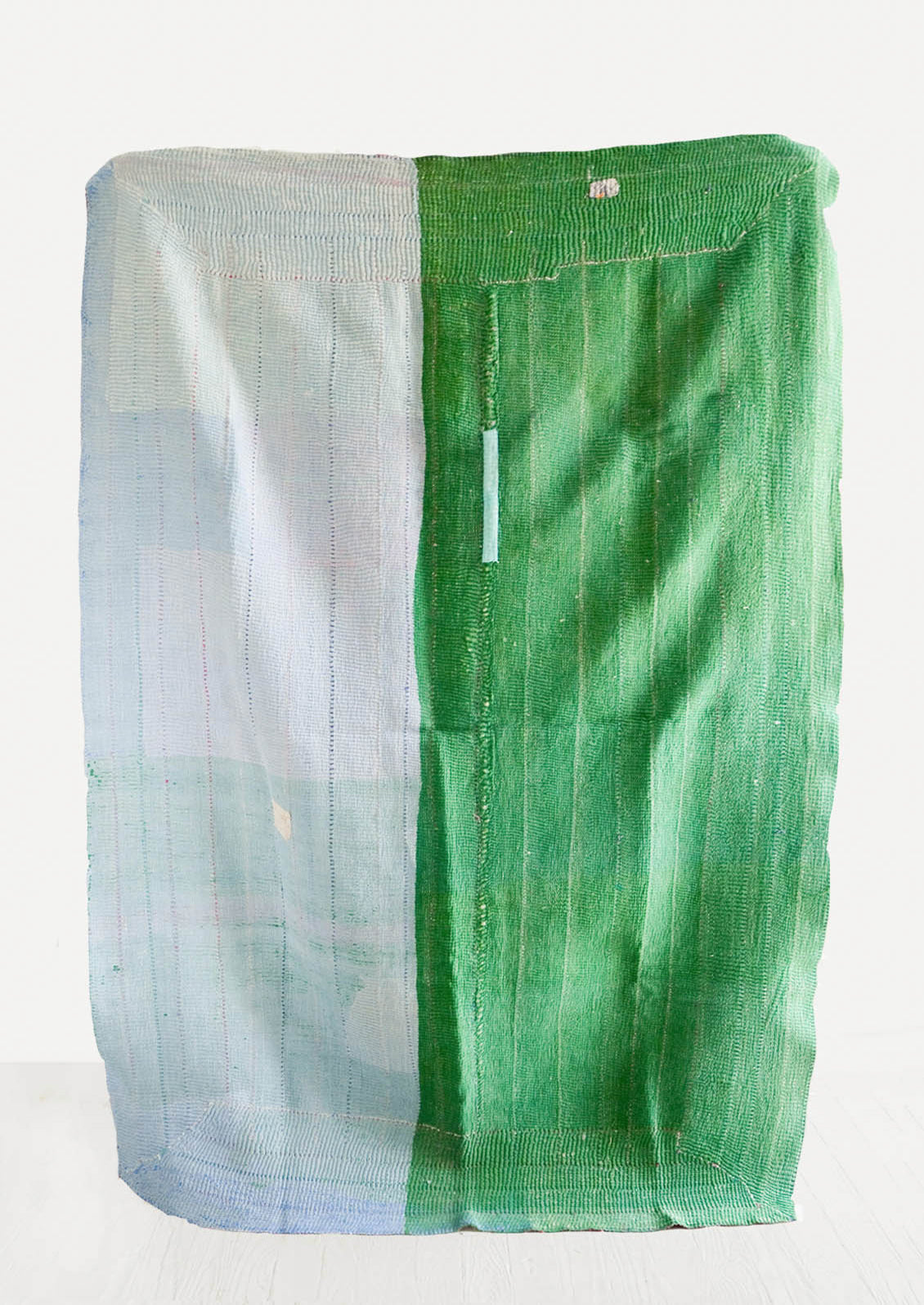 Back of Vintage Indian Quilt in Blue & Green - LEIF