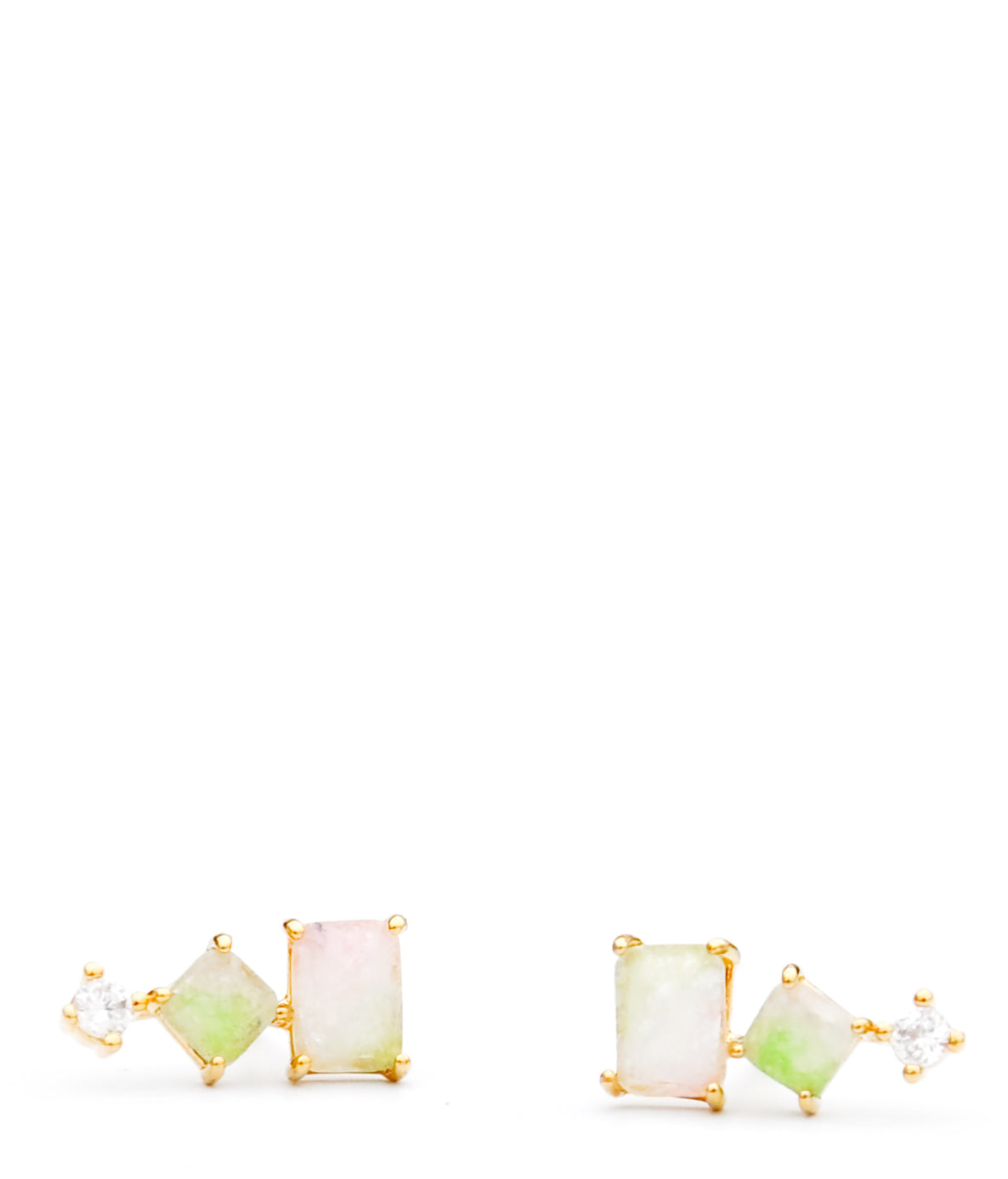 Stacked Watermelon Tourmaline Studs in - LEIF