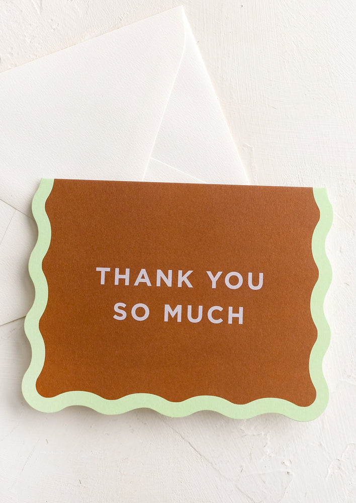 1: A greeting card with wavy edge border and text reading "thank you so much".