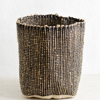 Black: A soft sided storage bin made from black & natural seagrass.